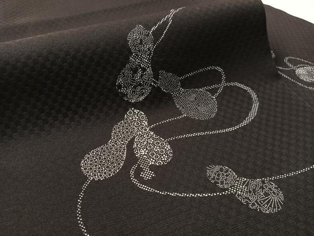 平和屋着物●九寸名古屋帯 作家物 瓢箪 黒地 正絹 逸品 CABK4451vp