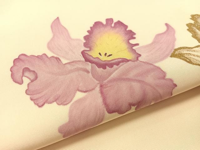 平和屋着物●塩瀬 九寸名古屋帯 作家物 カトレア 金彩 正絹 逸品 CABK4453vp