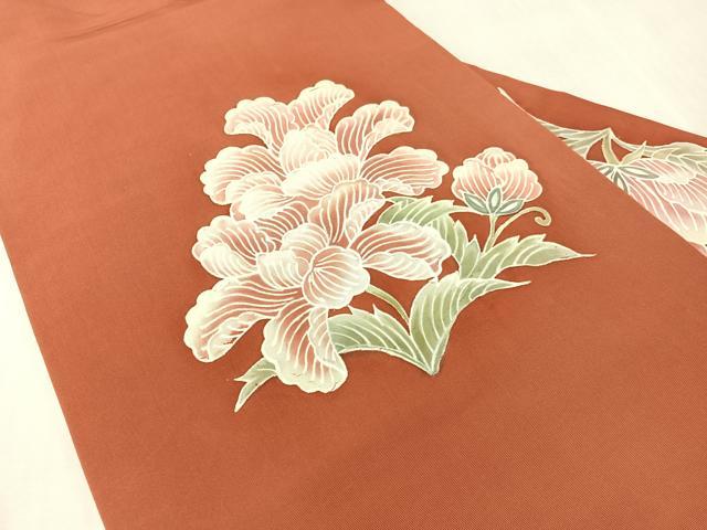 平和屋着物●塩瀬 九寸名古屋帯 ろうけつ染 草花文 正絹 逸品 CABK4454vp