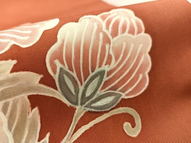 平和屋着物●塩瀬 九寸名古屋帯 ろうけつ染 草花文 正絹 逸品 CABK4454vp