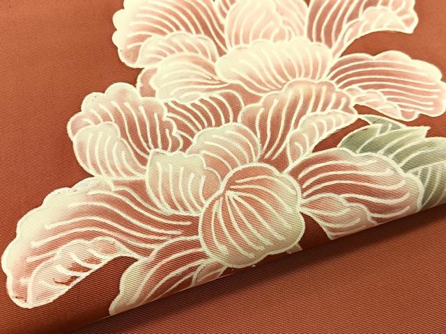 平和屋着物●塩瀬 九寸名古屋帯 ろうけつ染 草花文 正絹 逸品 CABK4454vp