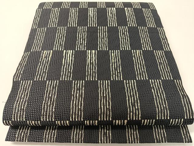 平和屋着物●六通柄 京袋帯 市松柄 金銀糸 正絹 逸品 CABK4457vp