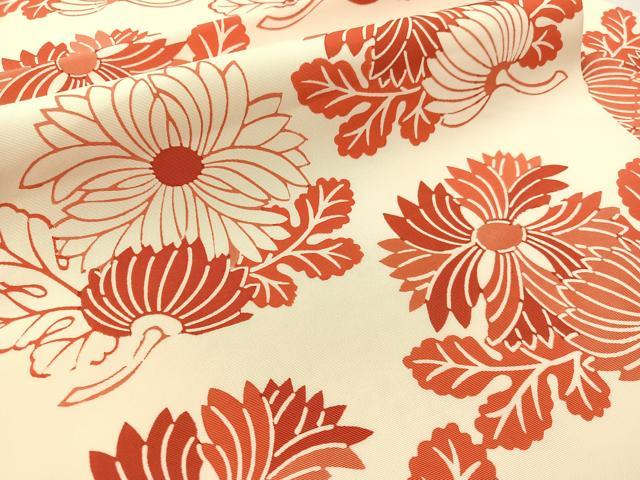平和屋着物●塩瀬 全通柄 九寸名古屋帯 型染め 菊花文 正絹 逸品 CABK4458vp