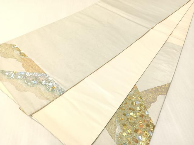 平和屋着物●金彩友禅作家 金彩の魔術師 堀省平 金煌織 太鼓柄袋帯 道長更紗箔散らし 正絹 逸品 CABK4461vp