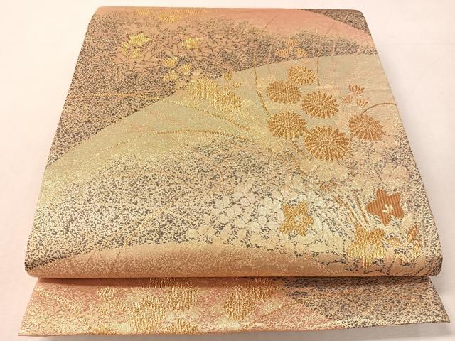 平和屋着物●西陣 織楽浅野謹製 六通柄袋帯 草花文 鈴乃屋扱い 正絹 逸品 CABK4472vp