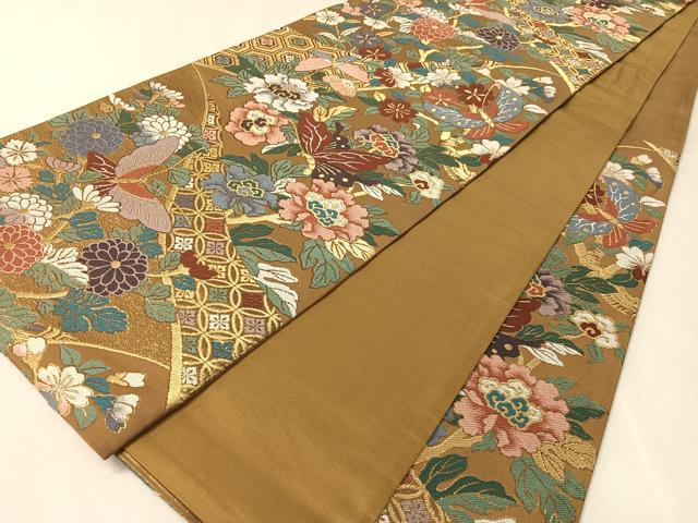 平和屋着物●六通柄袋帯 壁糸草木染 慶長吉祥錦 金糸 正絹 逸品 CABK4476vp