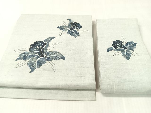 平和屋着物●つけ帯 作家物 紬地 刺し子 和紙 カトレア 正絹 逸品 CABK4478vp