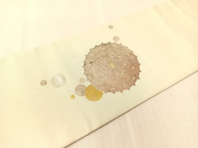 平和屋着物●塩瀬 つけ帯 刺繍 吉祥丸文 金銀彩 正絹 逸品 CABK4479vp