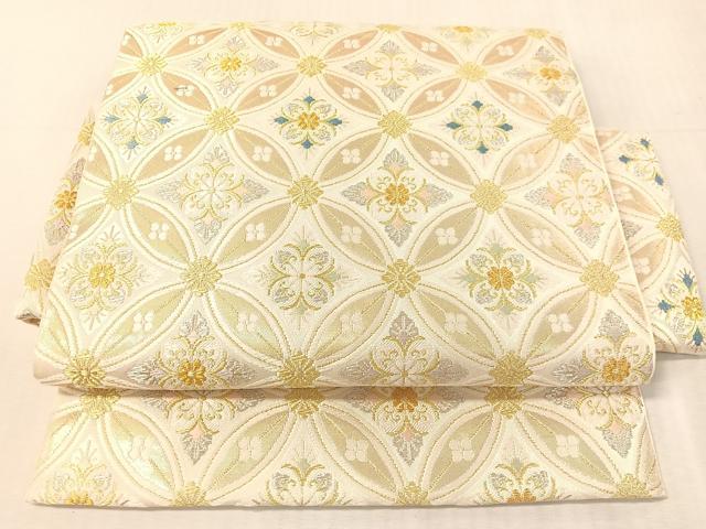 平和屋着物●つけ帯 本袋帯 唐織 七宝繋ぎ花菱文 金銀糸 正絹 逸品 CABK4482vp