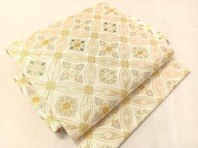平和屋着物●つけ帯 本袋帯 唐織 七宝繋ぎ花菱文 金銀糸 正絹 逸品 CABK4482vp