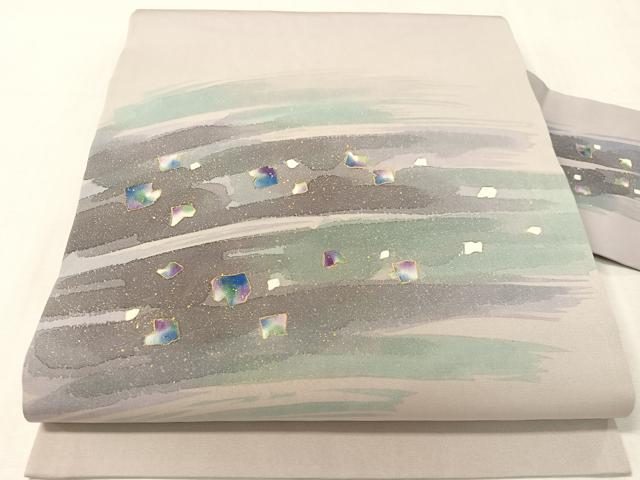 平和屋着物●九寸名古屋帯 破れ箔散らし 金銀彩 正絹 逸品 CABK4485vp