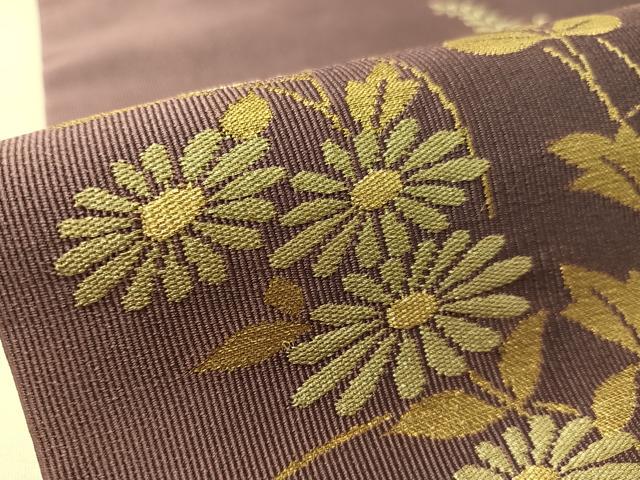 平和屋着物●九寸名古屋帯 綴れ 草花文 金糸 正絹 逸品 CABK4498vp