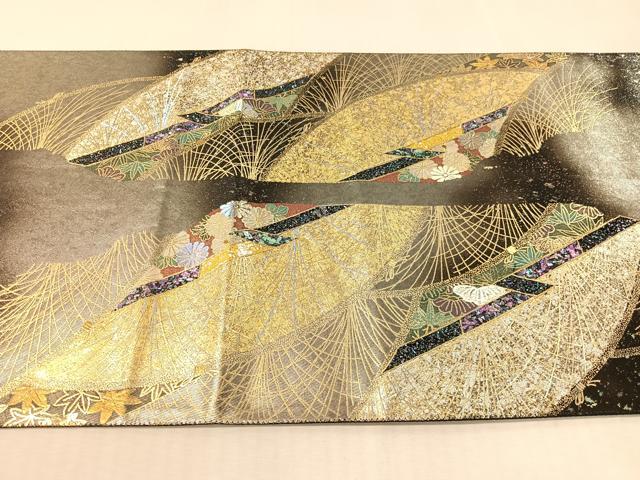 平和屋着物●玉虫螺鈿 加藤信和 六通柄袋帯 草花吉祥文 引箔 正絹 逸品 CABK4505vp