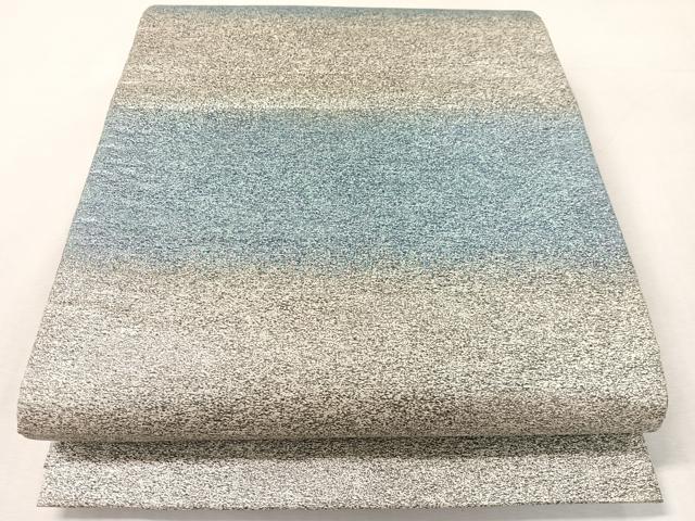 平和屋着物●西陣 織楽浅野謹製 六通柄袋帯 横段文 銀糸 正絹 逸品 CABK4508vp