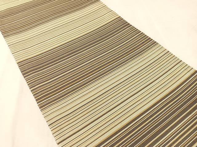 平和屋着物●両面 太鼓柄袋帯 横段唐草文 金糸 正絹 逸品 未使用 CABK4510vp