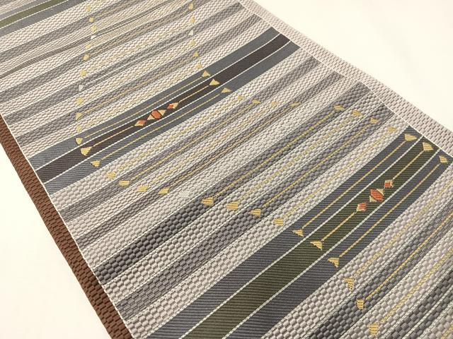 平和屋着物●本場筑前博多織 八寸名古屋帯 幾何学文様 正絹 逸品 CABK4519vp