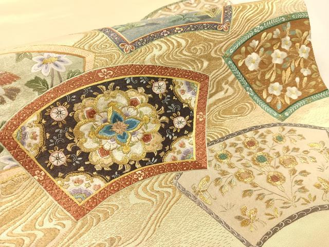 平和屋着物●中国三大刺繍 蘇州刺繍 雲娥導 総刺繍 太鼓柄袋帯 地紙花鳥文 金糸 正絹 逸品 CABK4525vp