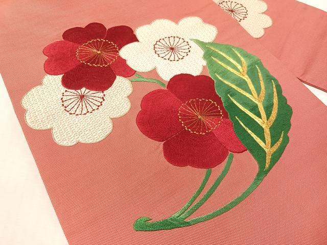 平和屋着物●アンティーク 大正ロマン 九寸名古屋帯 総手刺繍 駒刺繍 草花文 正絹 逸品 CABK4528vp