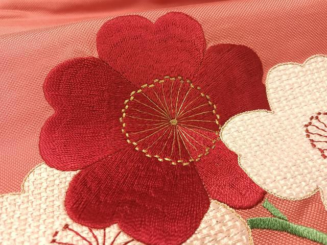 平和屋着物●アンティーク 大正ロマン 九寸名古屋帯 総手刺繍 駒刺繍 草花文 正絹 逸品 CABK4528vp