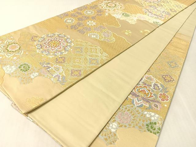 平和屋着物●六通柄袋帯 唐織 雲取り正倉院花文 金糸 正絹 逸品 CABK4540vp