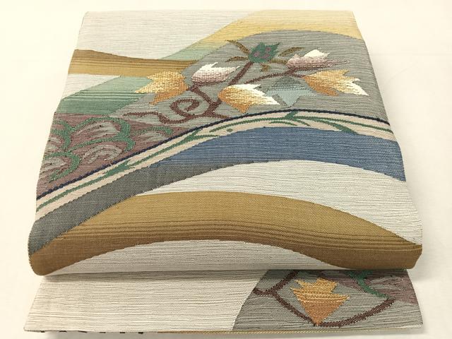 平和屋着物●両面 六通柄袋帯 すくい織 唐草文 正絹 逸品 CABK4542vp