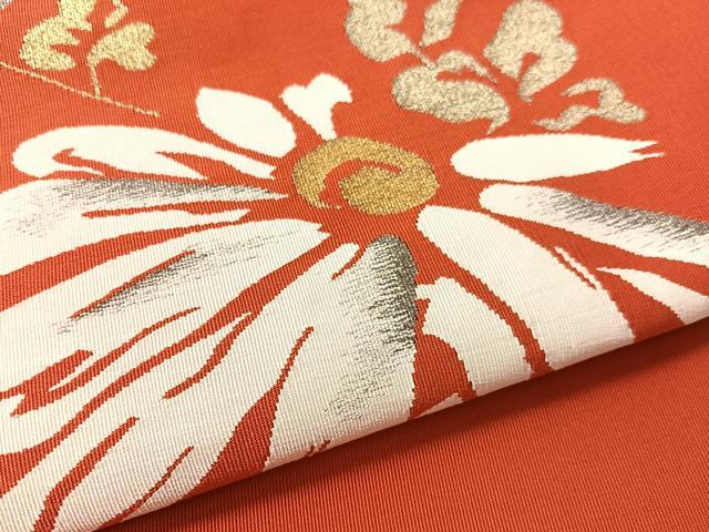 平和屋着物●爪掻き本綴れ 八寸名古屋帯 草花文 金銀糸 正絹 逸品 CABK4544vp