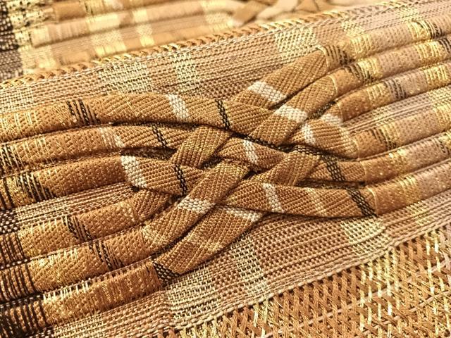 平和屋着物●ひなや工房 くむ・あむ・おる 伊豆蔵明彦 組織 八寸名古屋帯 横段文 金糸 正絹 逸品 CABK4545vp