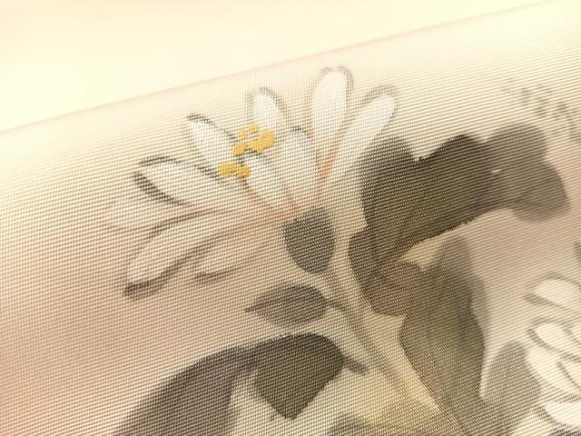 平和屋着物●塩瀬 九寸開き名古屋帯 作家物 手描き 菊花文 金銀彩 正絹 逸品 CABK4546vp