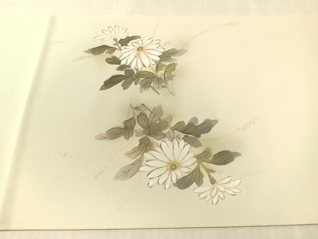 平和屋着物●塩瀬 九寸開き名古屋帯 作家物 手描き 菊花文 金銀彩 正絹 逸品 CABK4546vp