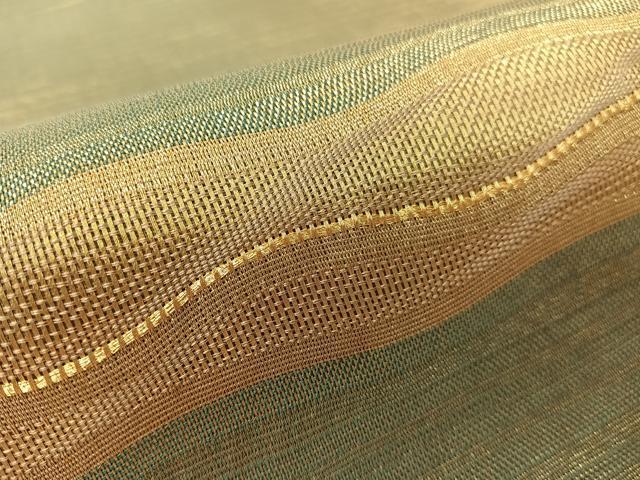 平和屋着物●太鼓柄袋帯 よろけ縞 金糸 正絹 逸品 CABK4550vp