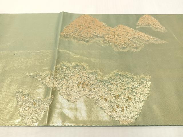 平和屋着物●近代日本画の巨匠 横山大観 じゅらく謹製 太鼓柄袋帯 暁山雲 金銀糸 引箔 正絹 逸品 CABK4551vp