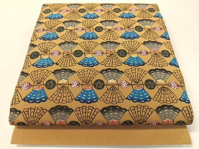 平和屋着物●本場琉球紅型 九寸開き 貝合せ 鬼しぼ縮緬 名古屋帯 正絹 逸品 CABK4554vp