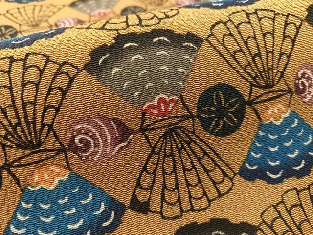 平和屋着物●本場琉球紅型 九寸開き 貝合せ 鬼しぼ縮緬 名古屋帯 正絹 逸品 CABK4554vp