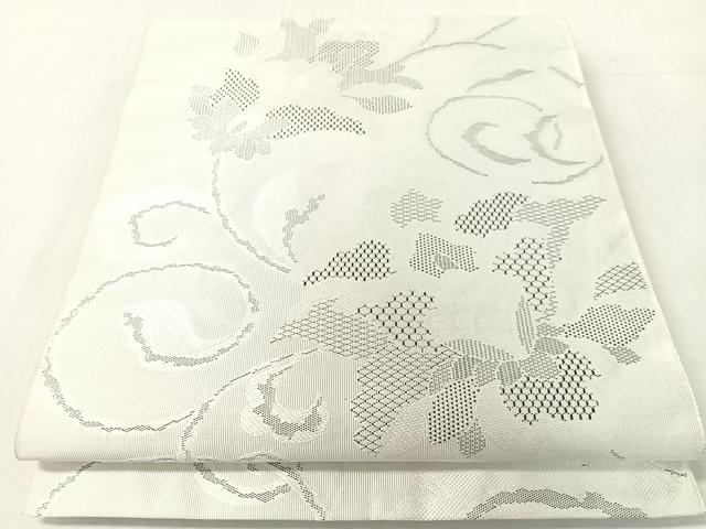平和屋着物●本場筑前博多織 八寸名古屋帯 更紗唐草文 正絹 逸品 未使用 CABK4587vp