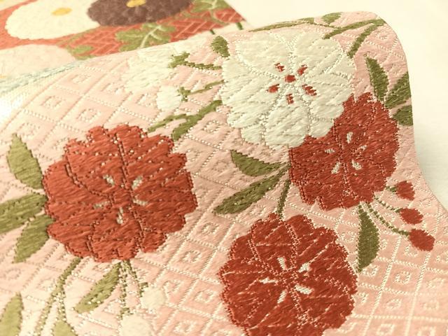 平和屋着物●佐賀錦 西陣 河合美術織物謹製 六通柄袋帯 唐織 扇面花文 金銀糸 正絹 逸品 未使用 CABK4600vp