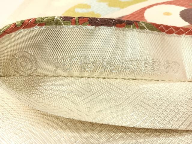 平和屋着物●佐賀錦 西陣 河合美術織物謹製 六通柄袋帯 唐織 扇面花文 金銀糸 正絹 逸品 未使用 CABK4600vp