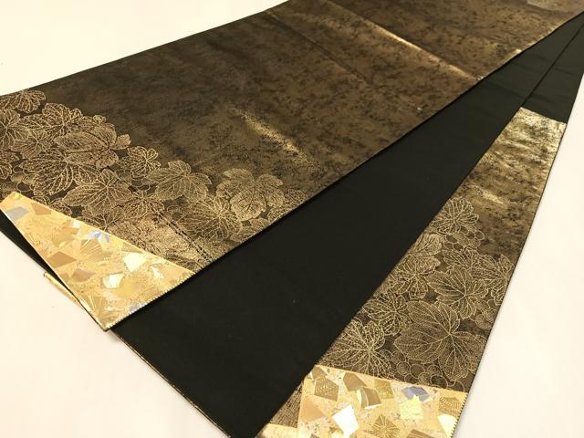 平和屋着物●金彩友禅作家 金彩の魔術師 堀省平 金煌織 太鼓柄袋帯 色紙重ね葡萄文 引箔 正絹 逸品 CABK4617vp