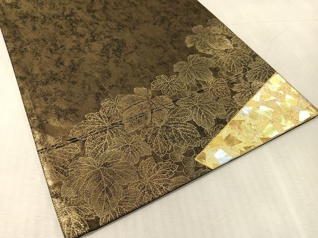 平和屋着物●金彩友禅作家 金彩の魔術師 堀省平 金煌織 太鼓柄袋帯 色紙重ね葡萄文 引箔 正絹 逸品 CABK4617vp