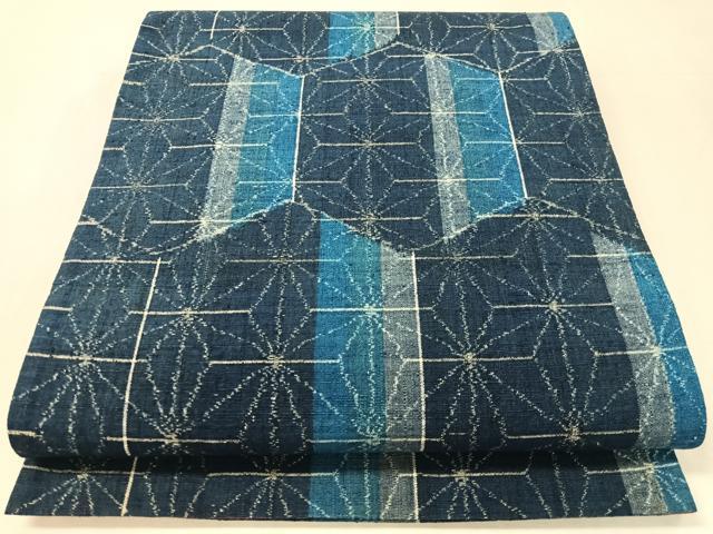 平和屋着物●六通柄袋帯 紬地 麻の葉亀甲文 正絹 逸品 CABK4623vp
