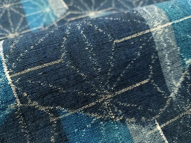 平和屋着物●六通柄袋帯 紬地 麻の葉亀甲文 正絹 逸品 CABK4623vp