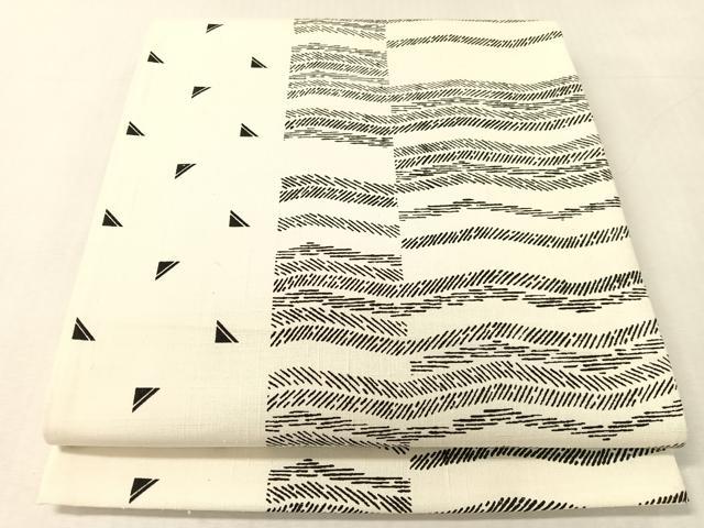 平和屋着物●全通柄袋帯 紬地 幾何学間道 正絹 逸品 CABK4624vp