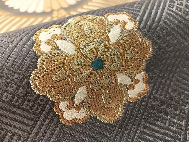 平和屋着物●京の名門 じゅらく謹製 六通柄袋帯 唐織 市松正倉院花文 金糸 やまと誂製 正絹 逸品 CABK4629vp