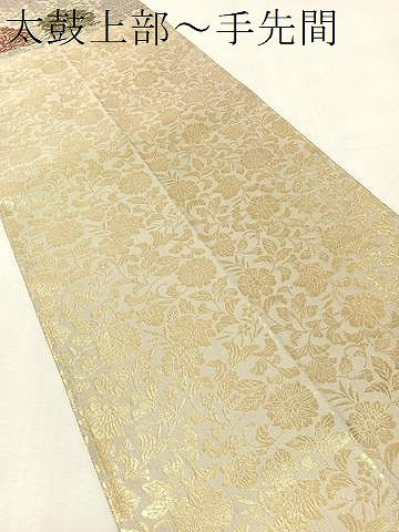 平和屋着物●両面 六通柄袋帯 唐織 花唐草文 金糸 正絹 逸品 CABK4630vp
