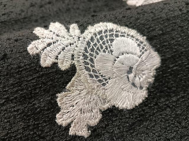 平和屋着物●つけ帯 総刺繍 吉祥花文 黒地 CABK4631vp