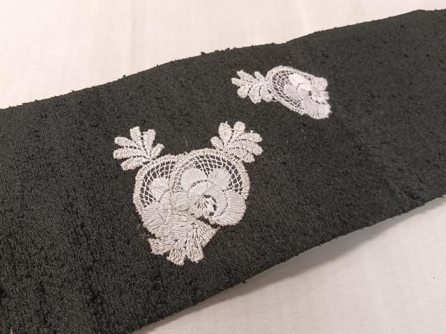 平和屋着物●つけ帯 総刺繍 吉祥花文 黒地 CABK4631vp