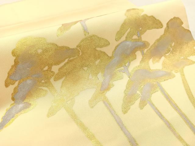 平和屋着物●東京手描友禅 安達雅一 塩瀬 つけ帯 松 金彩 正絹 逸品 CABK4634vp