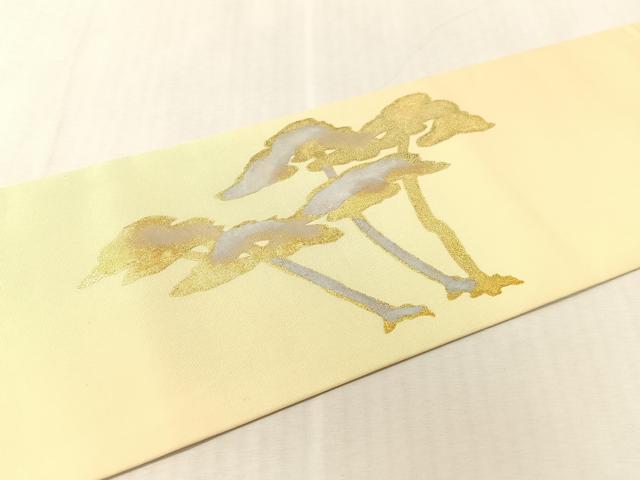 平和屋着物●東京手描友禅 安達雅一 塩瀬 つけ帯 松 金彩 正絹 逸品 CABK4634vp
