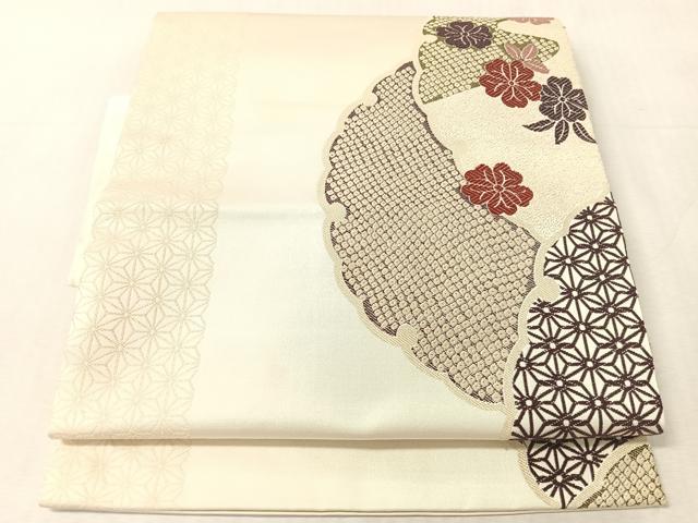 平和屋着物●つけ帯 雪輪花文 正絹 逸品 CABK4638vp
