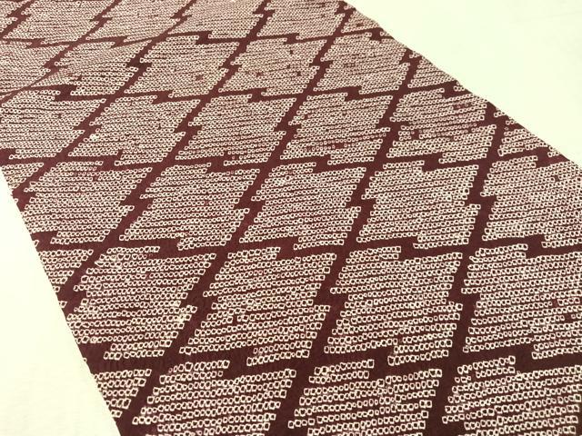 平和屋着物●つけ帯 総絞り 松皮菱 正絹 逸品 CABK4641vp