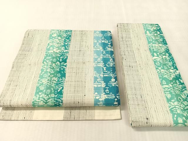 平和屋着物●染色作家 小溝一夫 両面 つけ帯 紬地 吉祥間道 正絹 逸品 CABK4644vp